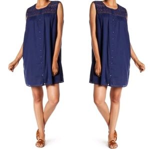 NWT Love Johnny Was Sz S Dress Blue Crochet